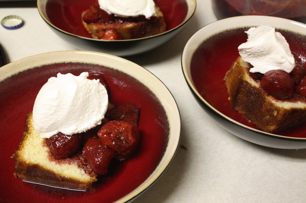Balsamic Strawberries and pound cake (recipe for another day!)